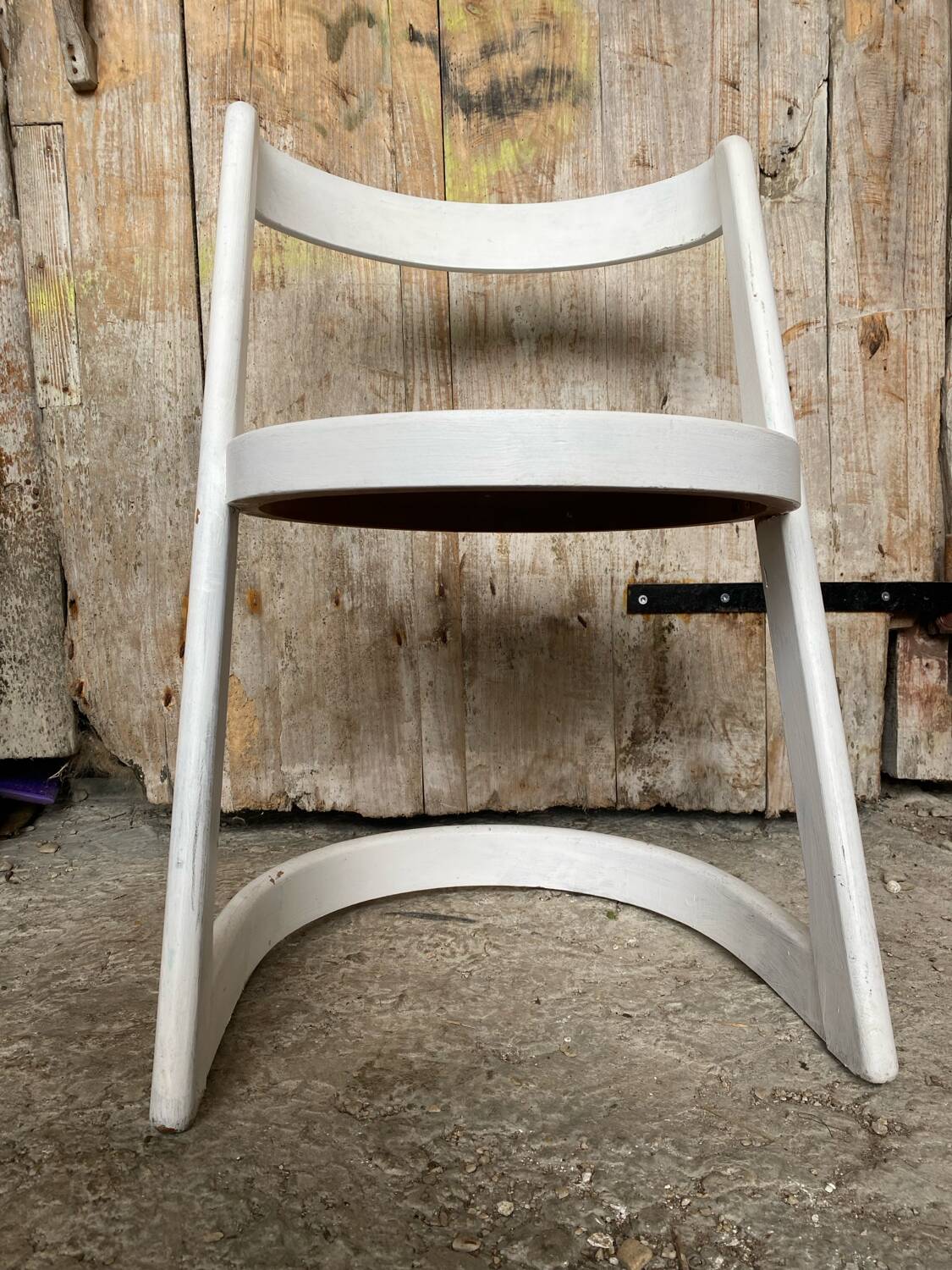 Old Baumann chair model Halfa white wood vintage 70s