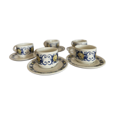 5 vintage cups and saucers by Villeroy & Boch, Cadiz model.