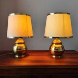 Pair of vintage 1970s Italian lamps in solid brass