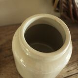 Mustard pot vintage sandstone glazed gray