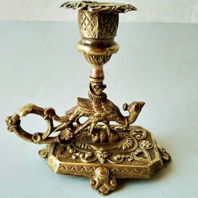Bronze cellar rat candlestick