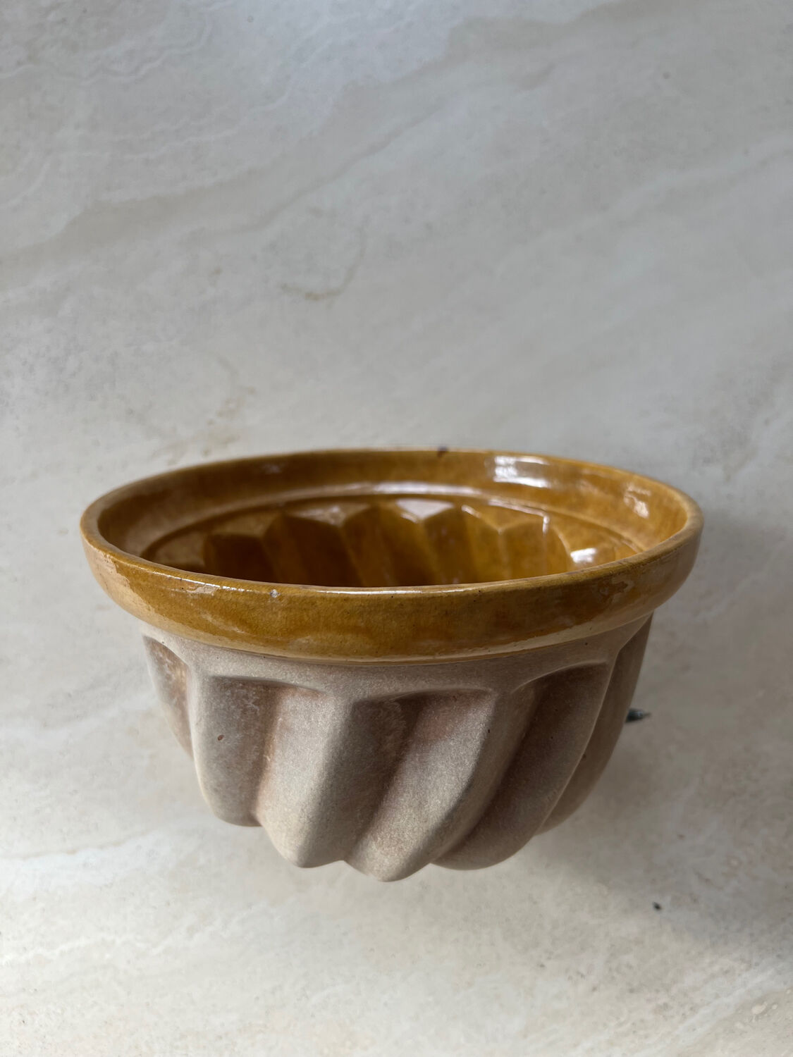 Old dish kouglof mold in enamelled terracotta