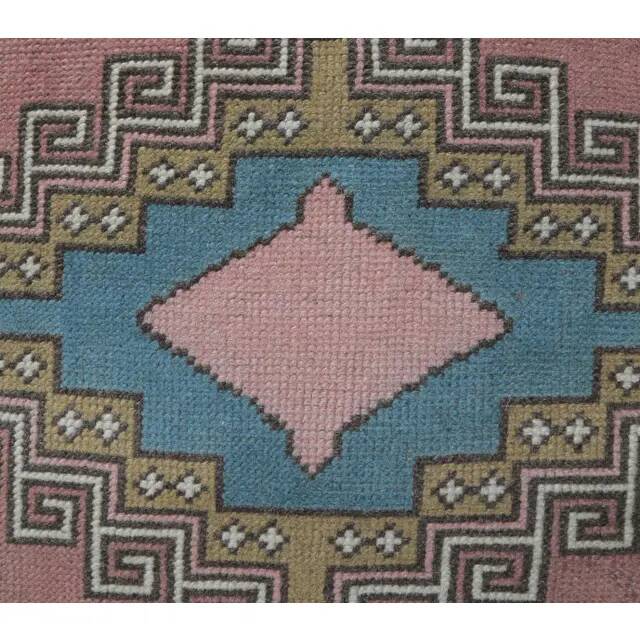 Vintage Turkish Oushak Handmade Pink Wool Rug 122x201