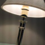 Brass lamp and lampshade fabric ecru / vintage 70s