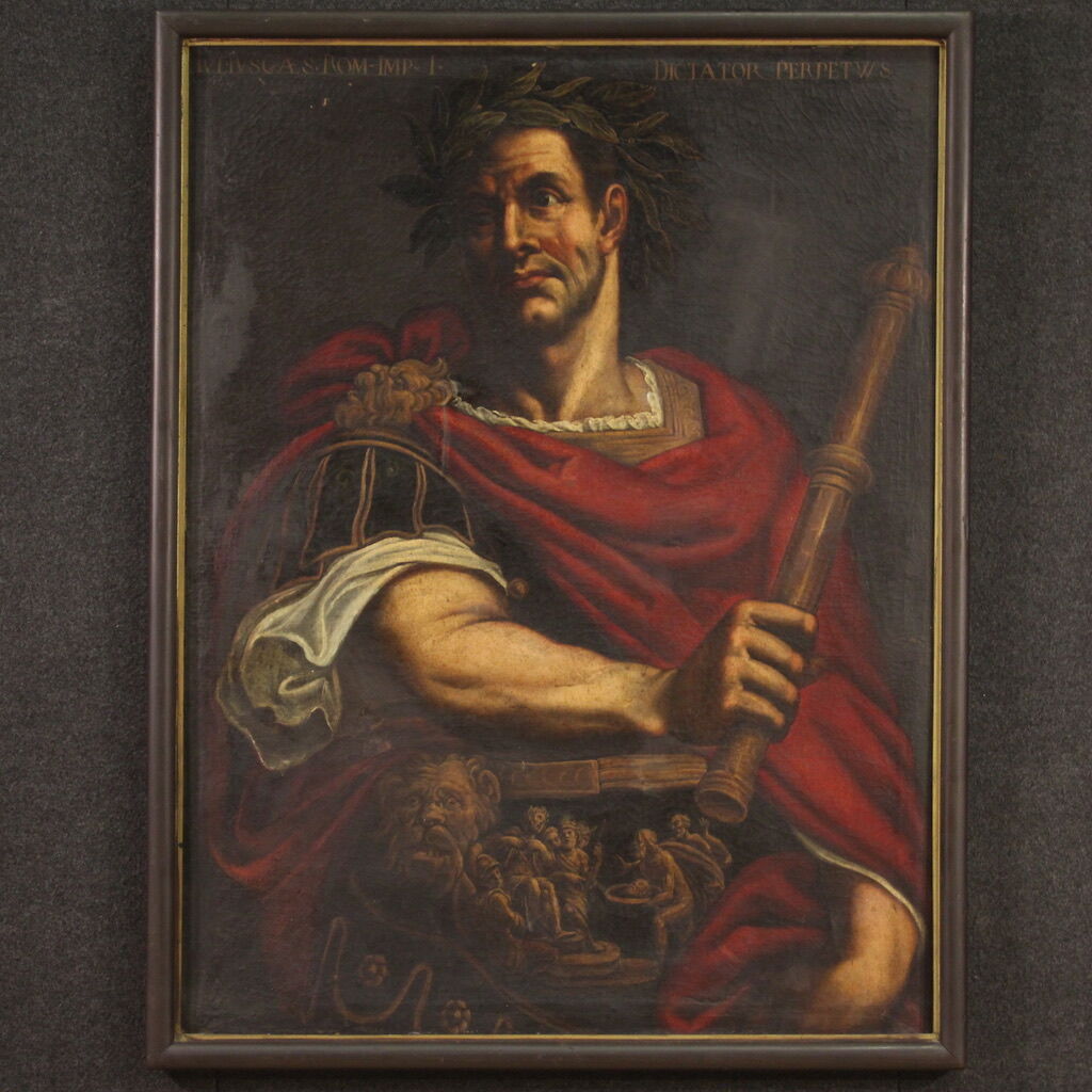 Rare tableau italien représentant Jules César du XVIIe siècle