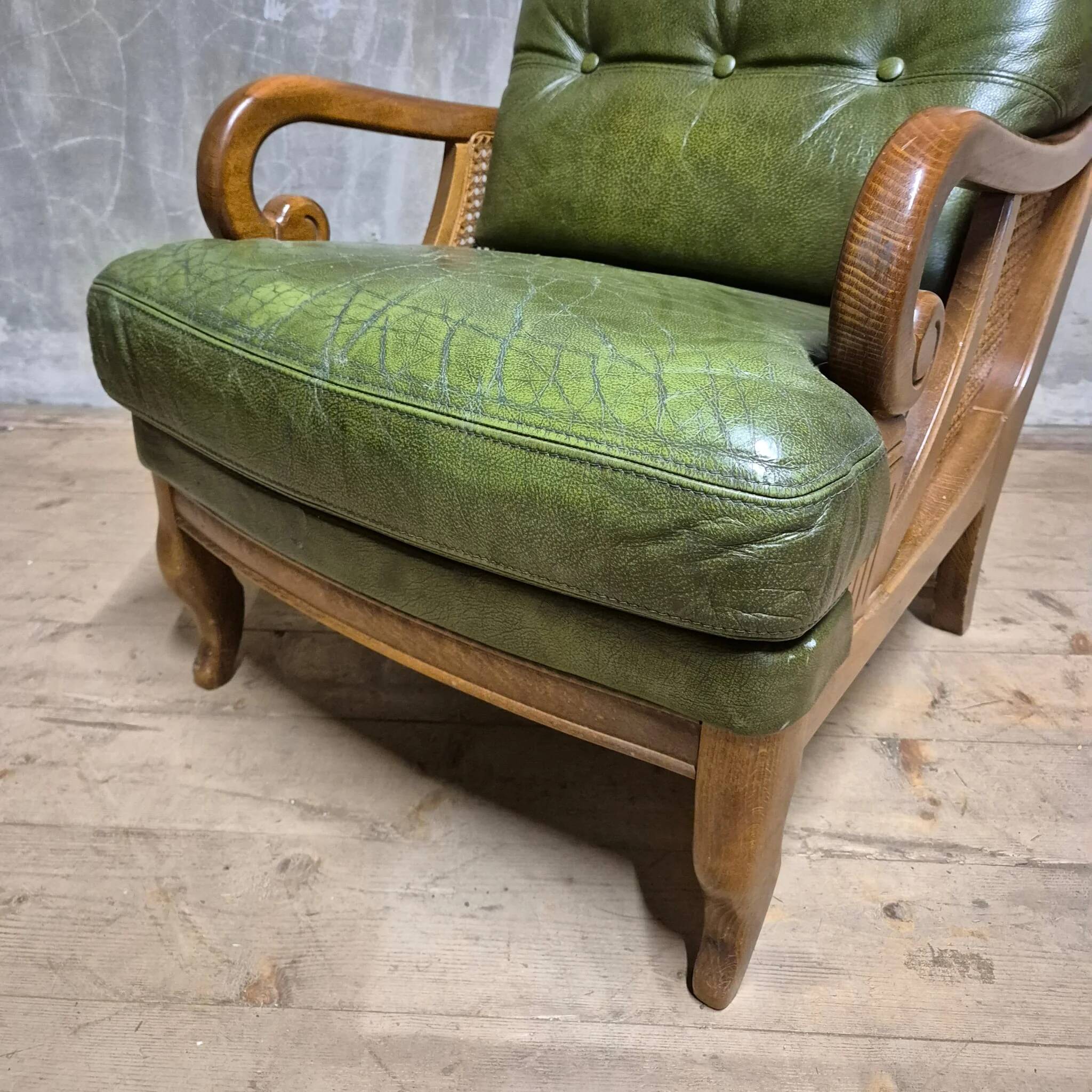 Mid-century lounge armchair, cane sides, 1960s