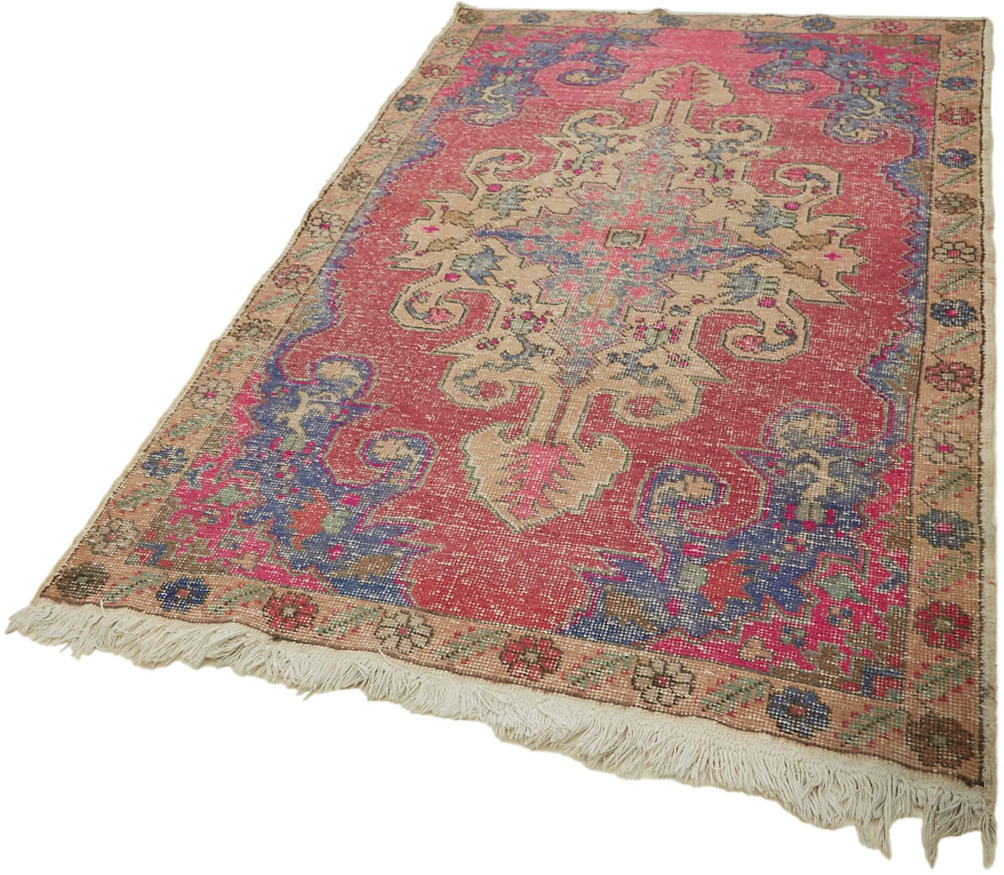 Tapis vintage anatolien turc 140 cm x 236 cm