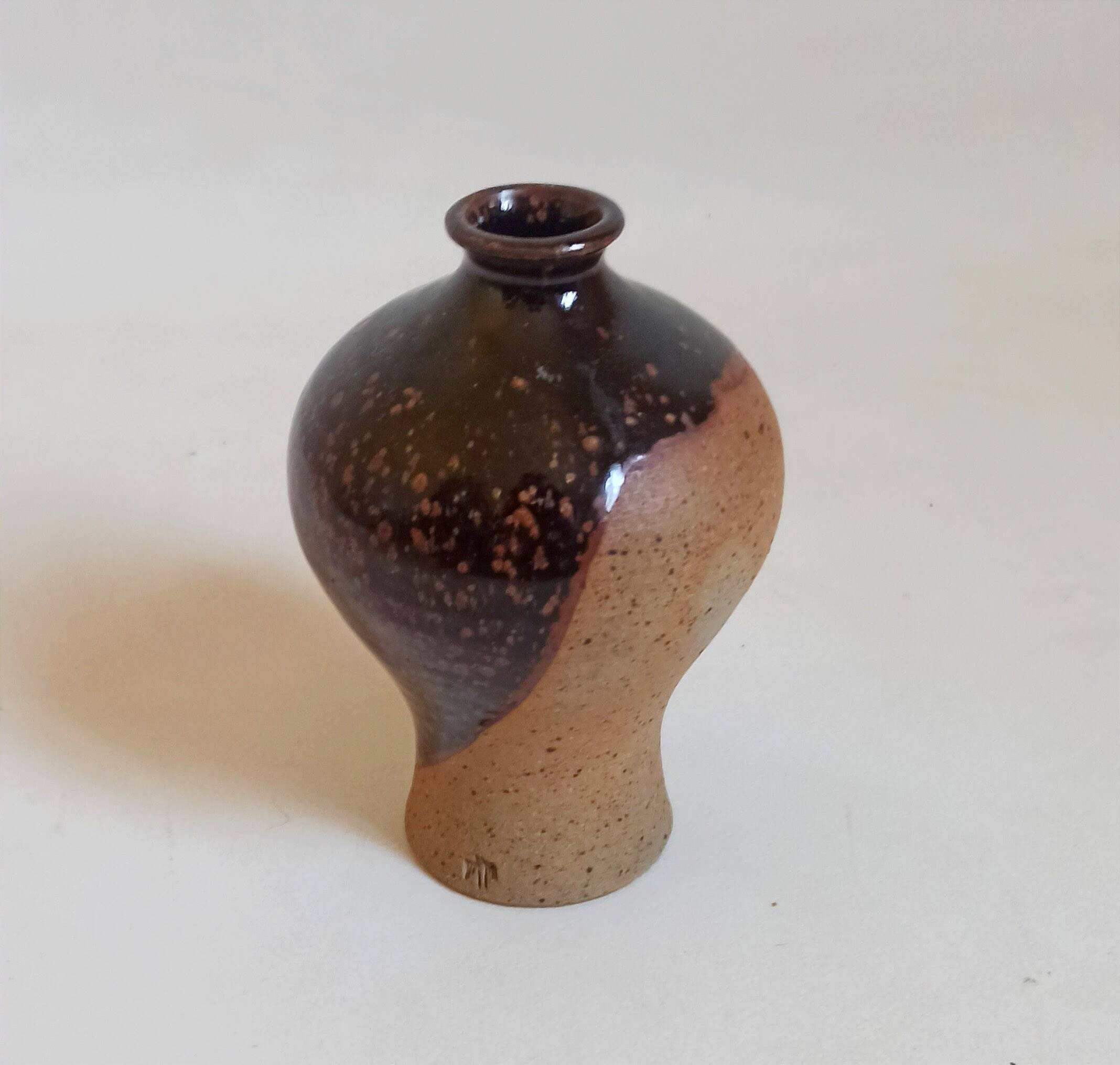 Soliflore two-tone glazed stoneware 1970s height 19 cm