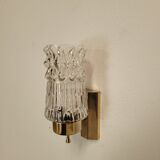 Pair of vintage brass and glass wall lights from the 1960s