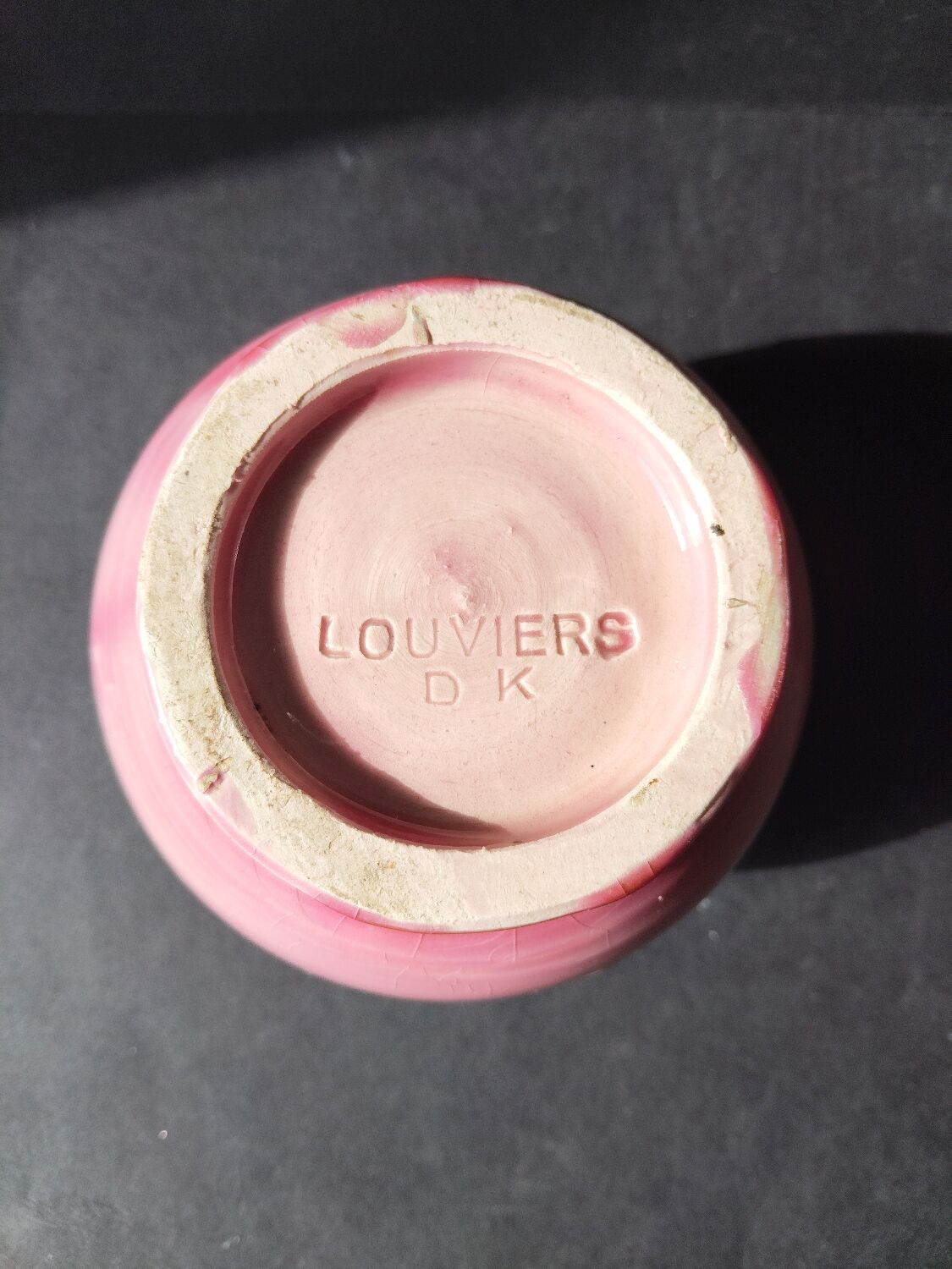 Charming ceramic enamelled flower picture, signed Louviers DK, production