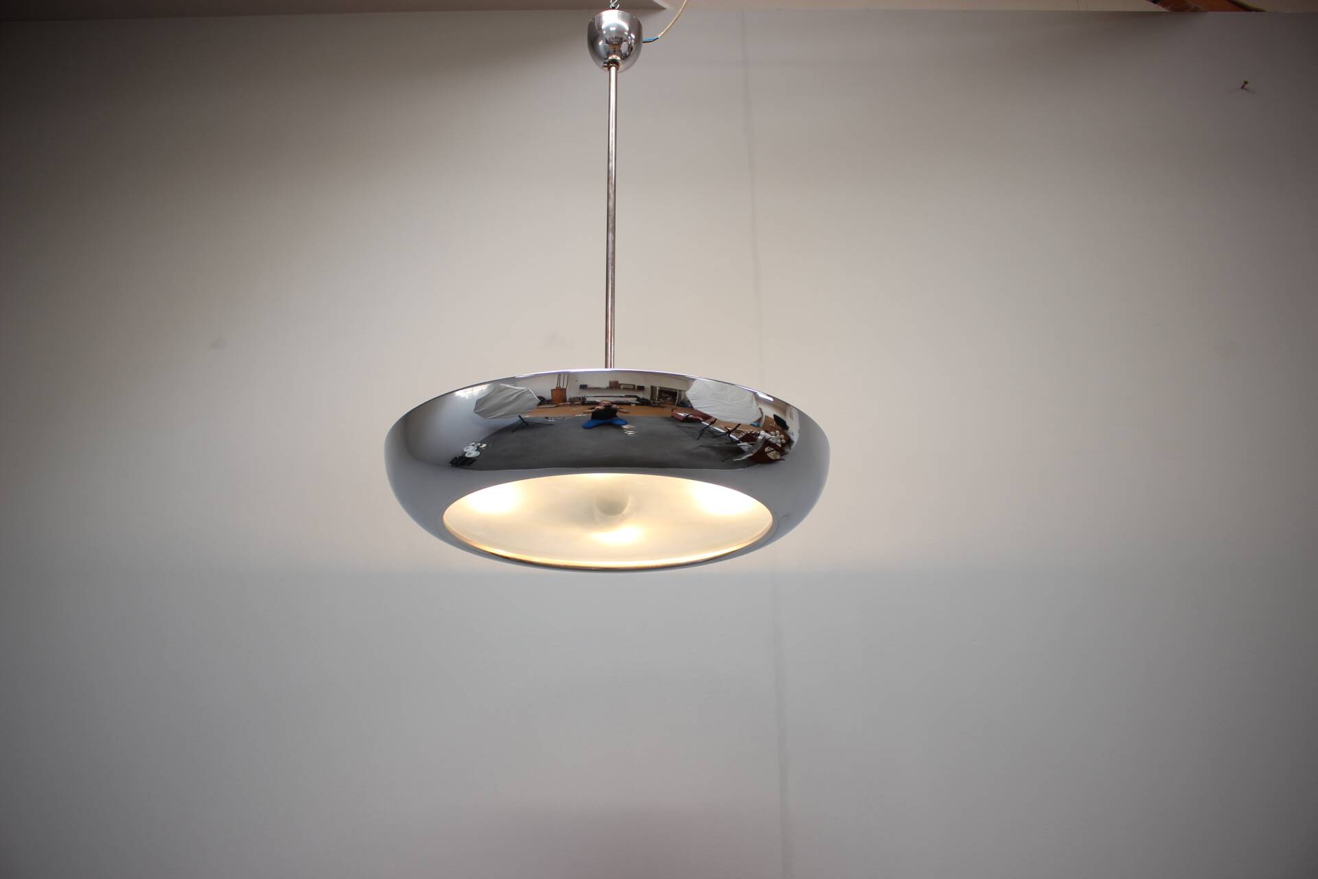 Bauhaus UFO pendant lamp by Josef Hurka for Napako, 1930s