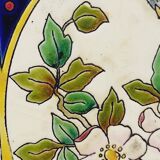 Longwy Trivet with Doorbell, Glazed Earthenware Tile and Wooden Frame