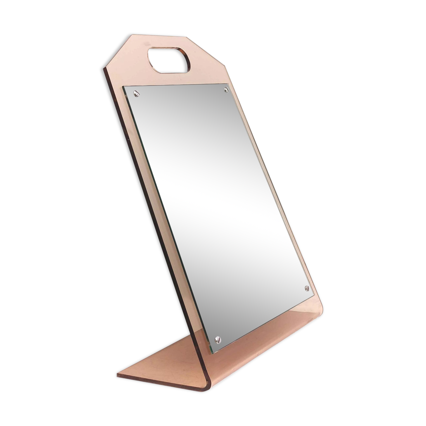 Mirror dressing table inclined plexiglass 70s trapezoid shape