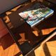 Chromed metal and smoked glass coffee table, 1980s.