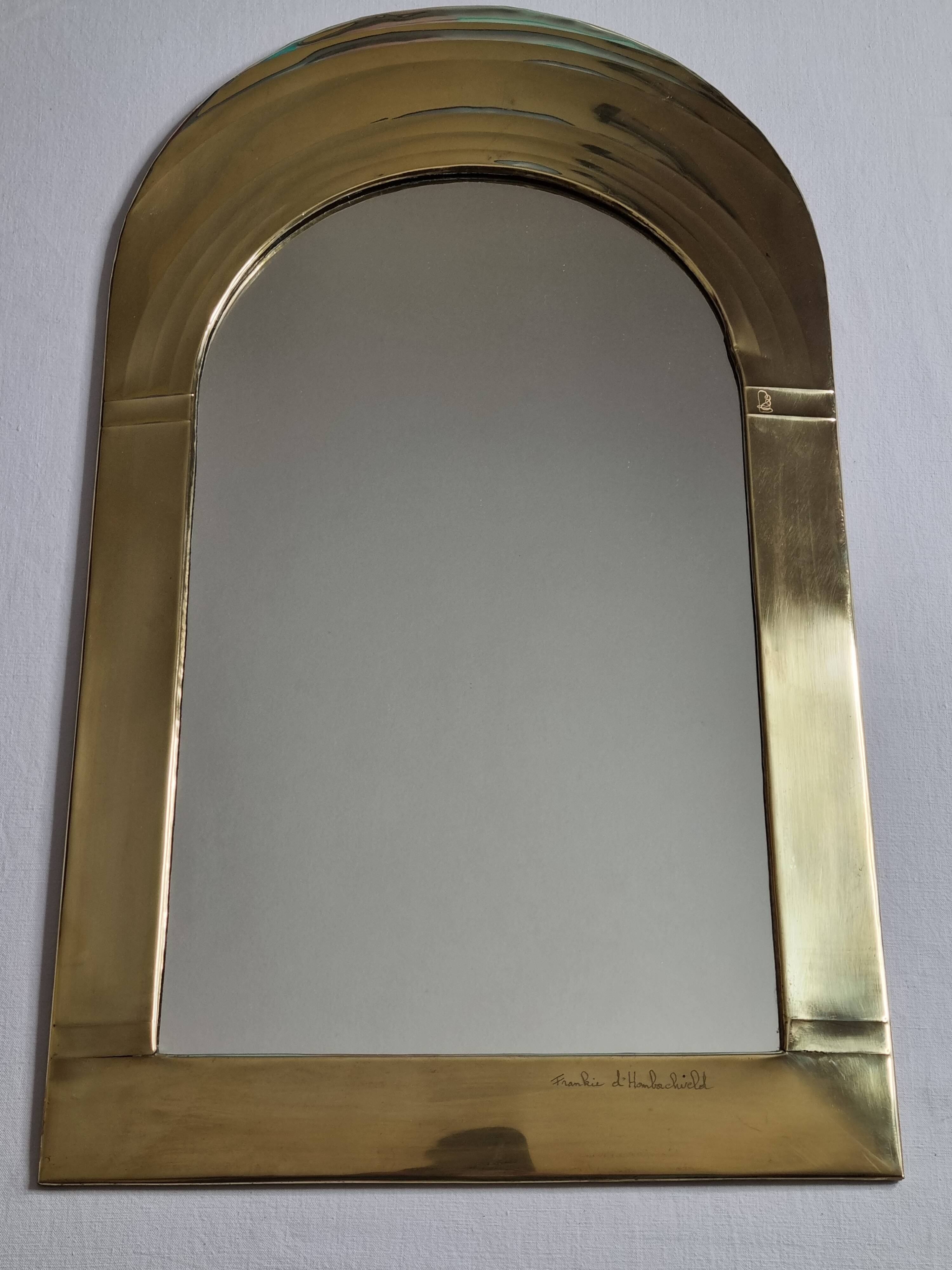 Brass mirror by Frankie d'Homborchveld, unique piece, 60 x 35 cm