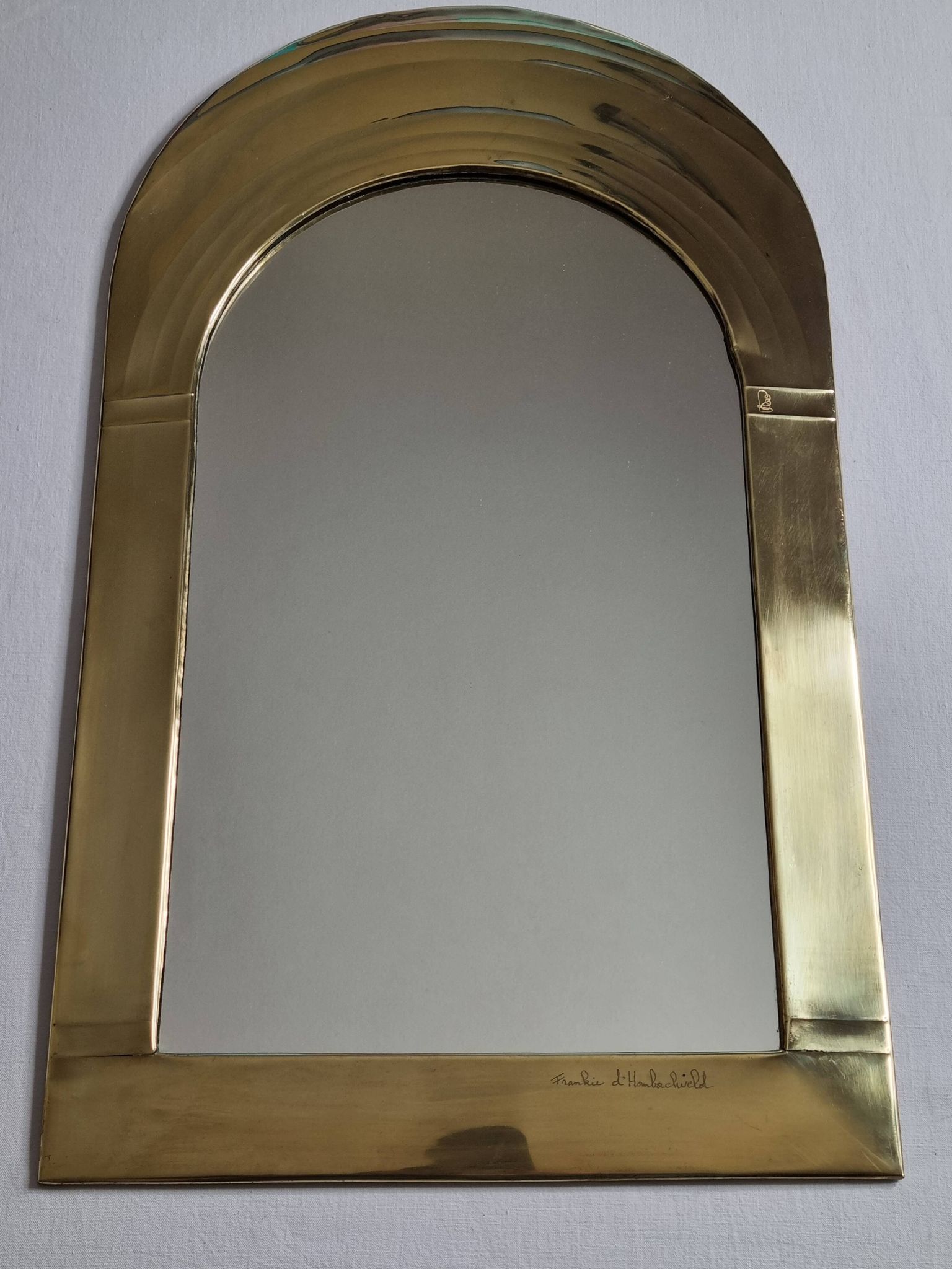 Brass mirror by Frankie d'Homborchveld, unique piece, 60 x 35 cm