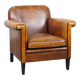 Sheepskin Art Deco design armchair with sleek finish and black piping