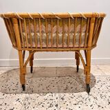 Vintage rattan doll basket