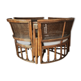 Rattan dining table with chairs (80s)
