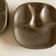 Set de 8 assiettes de potier en grès mid century modern à identifier