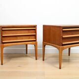 A pair of Vintage Mid-century style Lane 'Rhythm' bedside tables in walnut