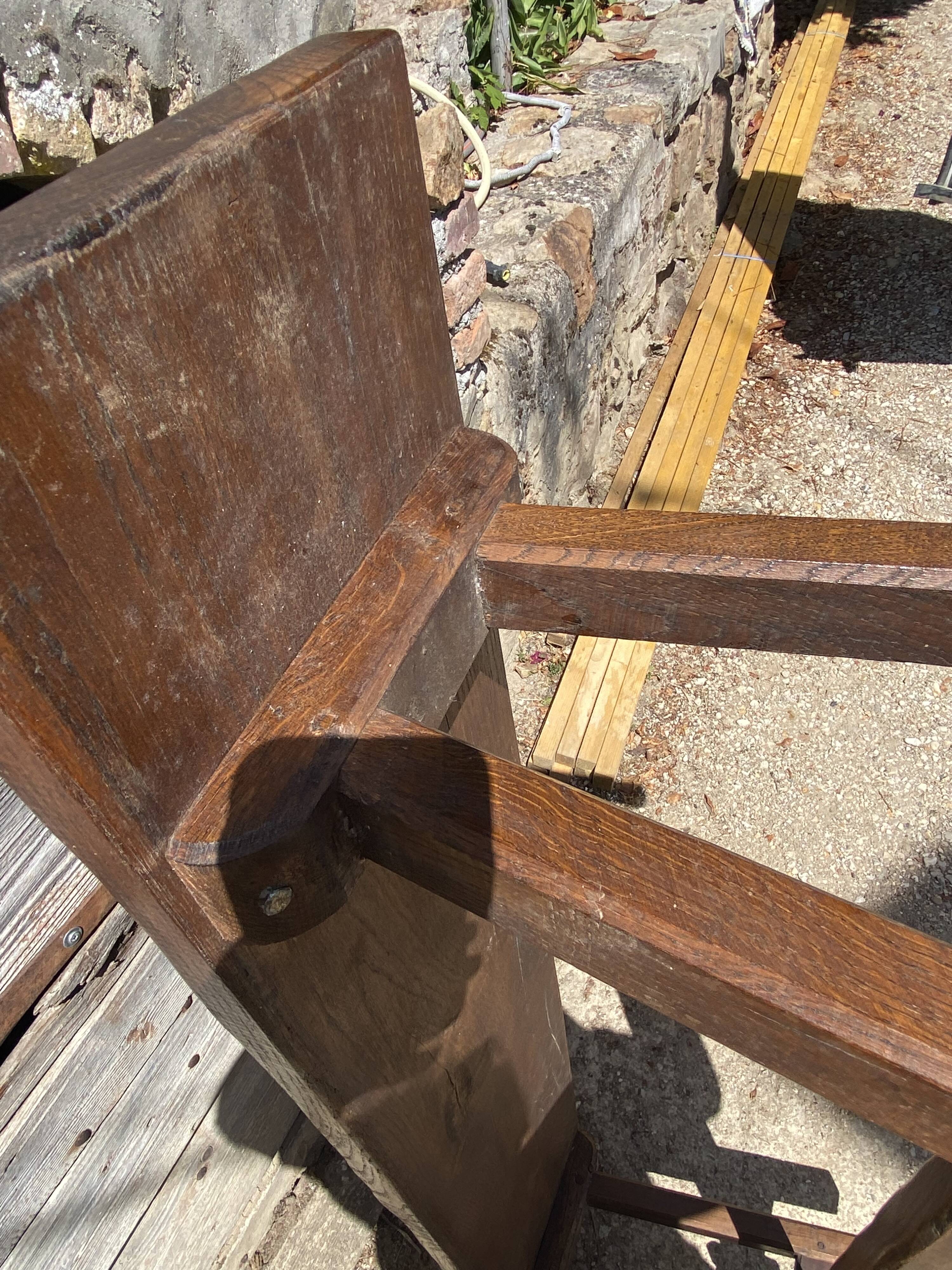 Solid oak farmhouse bench 140cm for rustic farmhouse table 1950