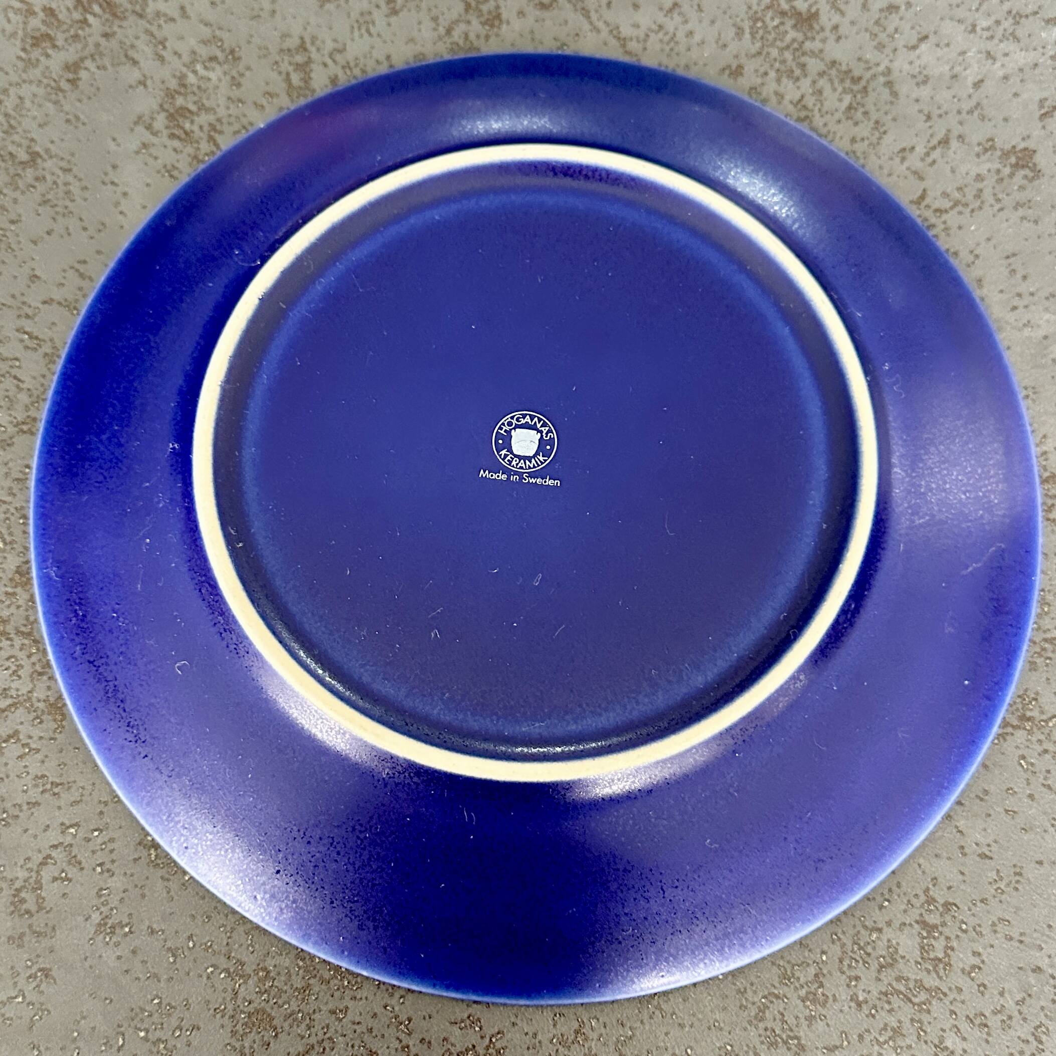 Set of 4 blue plates, Hoganas Keramik, Sweden