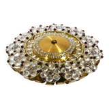 Mid Century Modern ceiling lamp made of glass stones and brass frame