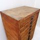 Industrial workshop furniture in pine with 10 drawers, circa 1940.