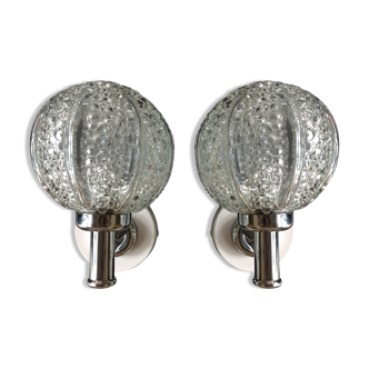 Pair of chrome and balls glass beaded vintage 70s