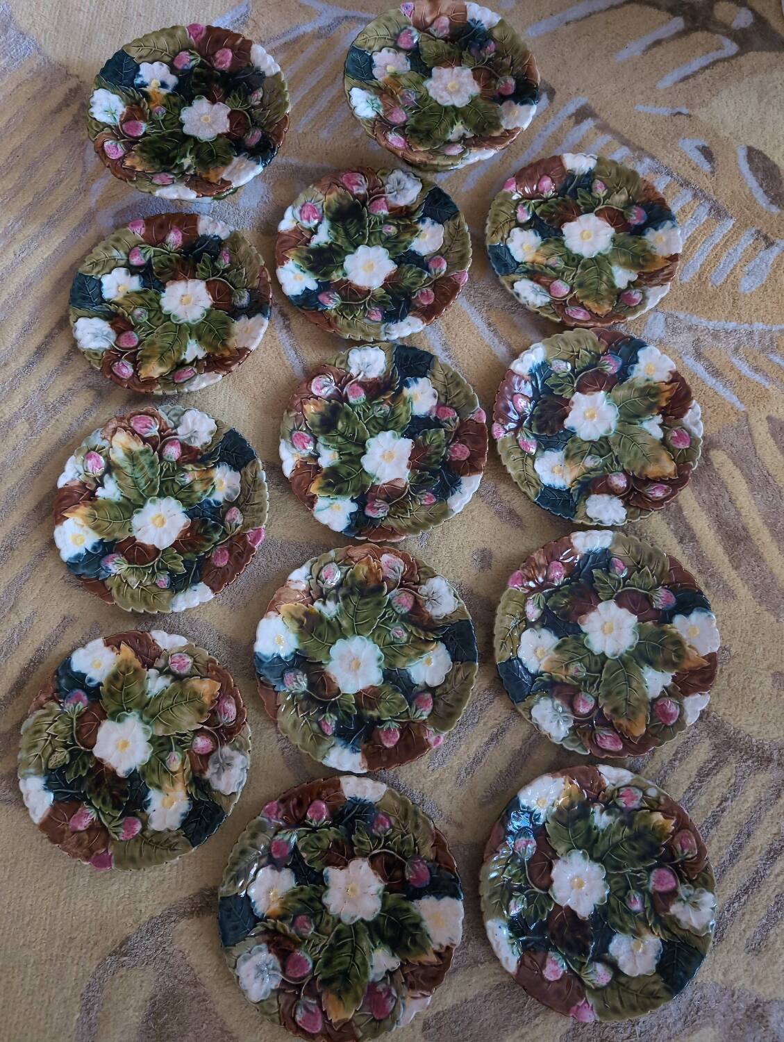 Antique slip dessert service