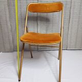 Ensemble de 6 chaises de conférence Souvignet, vintage, en velours safran