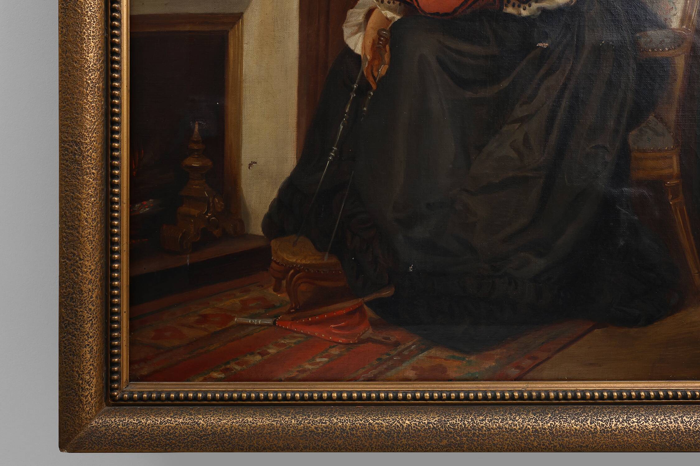 19th-Century French Baroque Interior Scene Painting