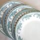 6 old dessert plates, iron earth, green décor