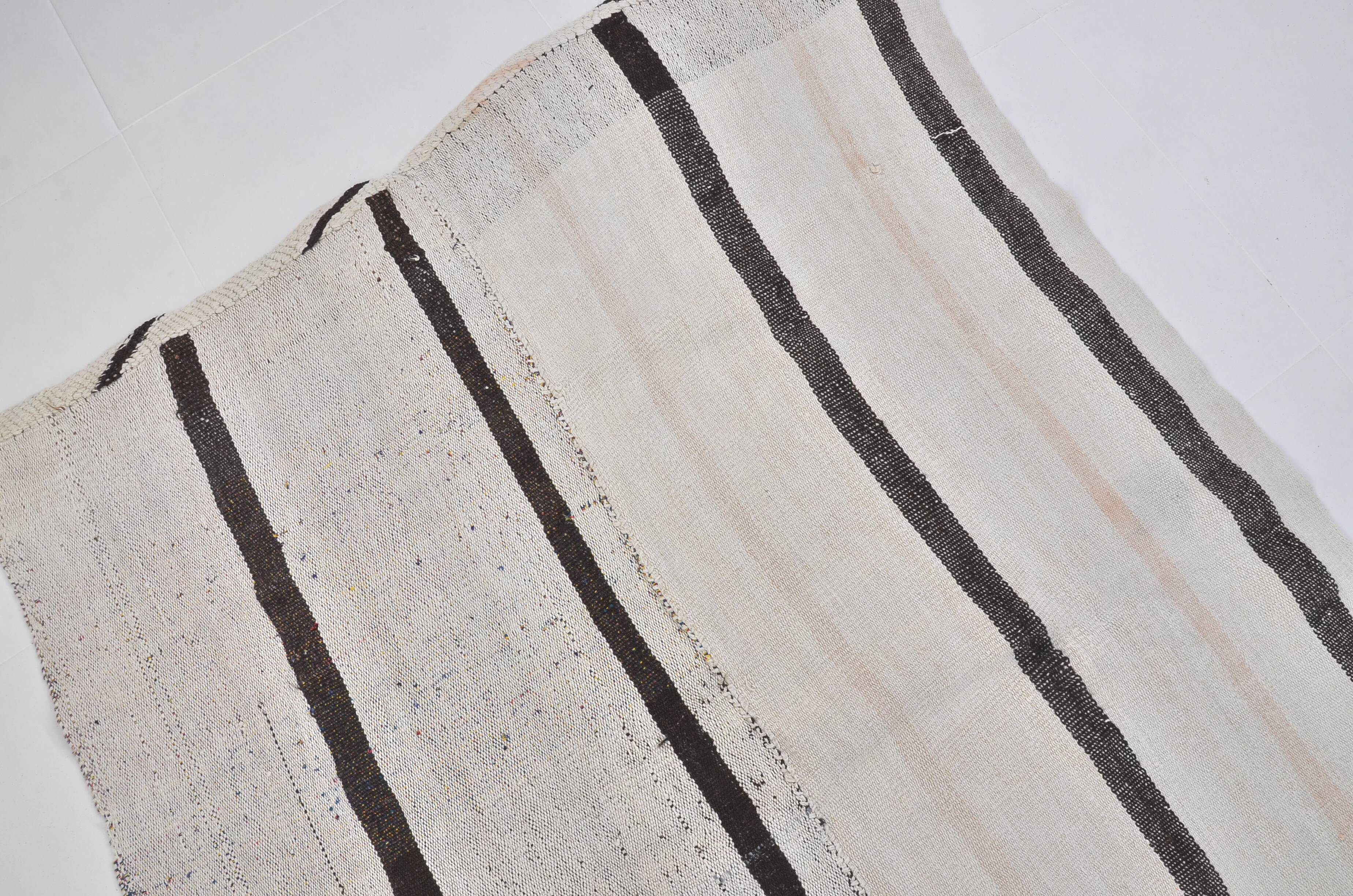 Oushak Hemp Kilim Rug with Stripes sku 3667