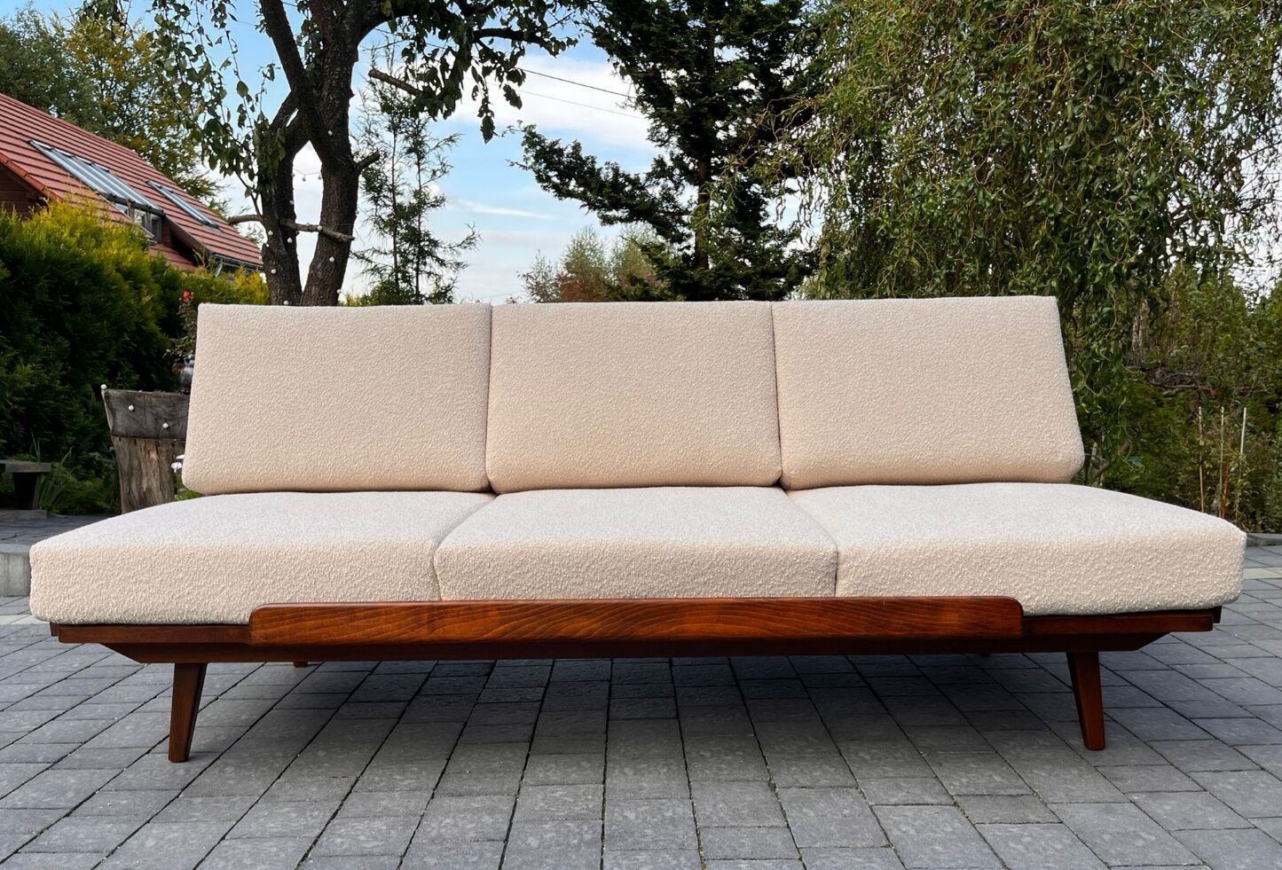 JITONA Sofa Renovated Buckle Fabric, Vintage Czech 1960s