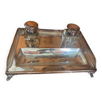 Double silver-plated inkwell
