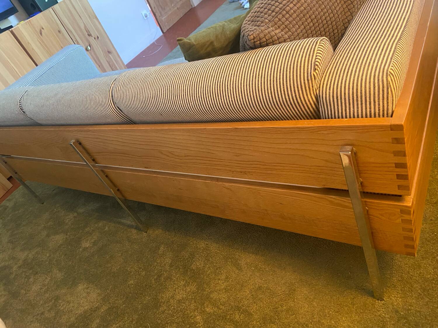 Habitat striped wood and metal sofa