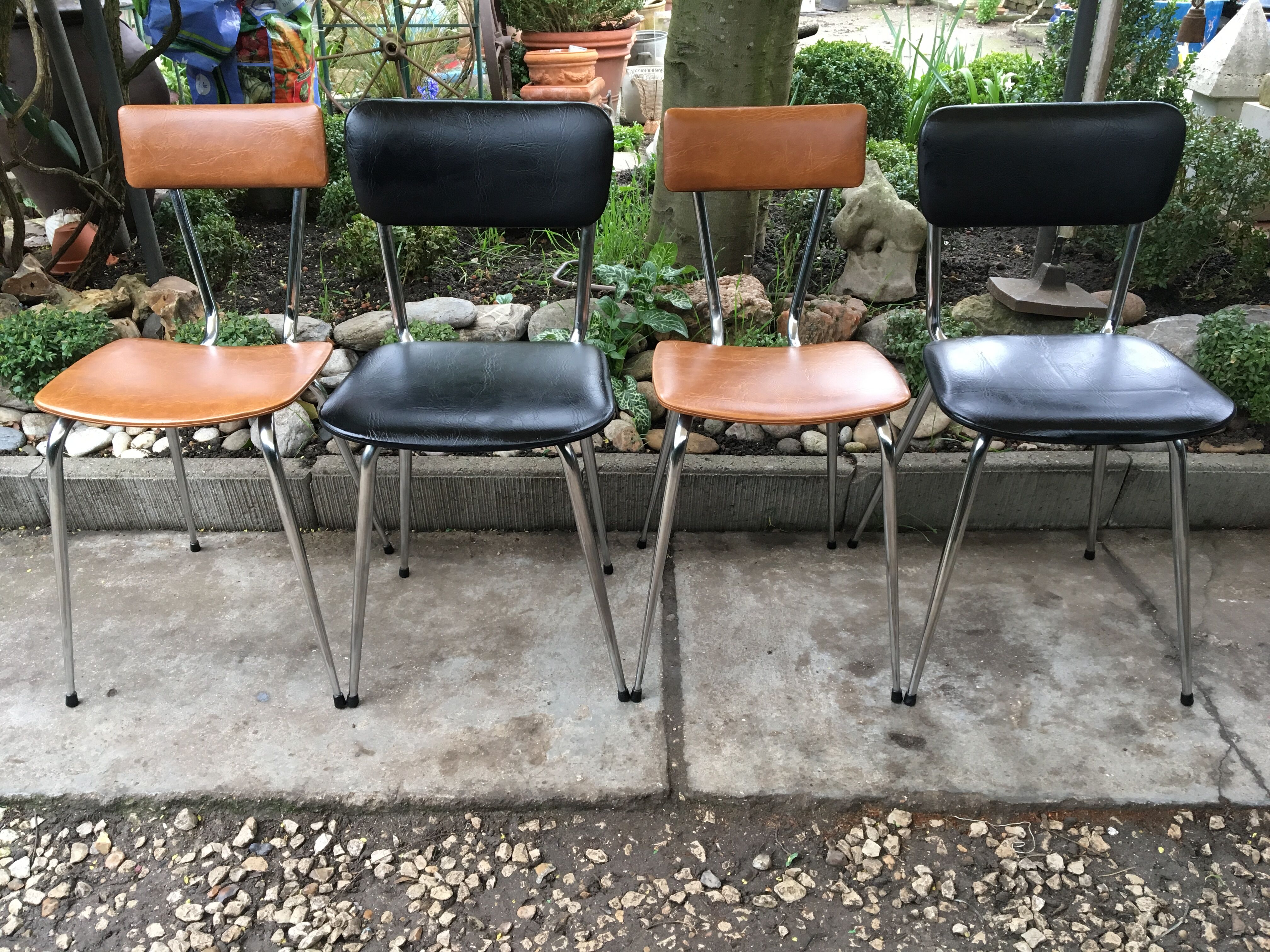 Vintage chrome and leatherette chairs