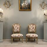 Paire de chaises chauffeuses de style Louis XV époque XIXeme