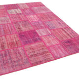 Handmade anatolian vintage 175 cm x 242 cm pink patchwork rug