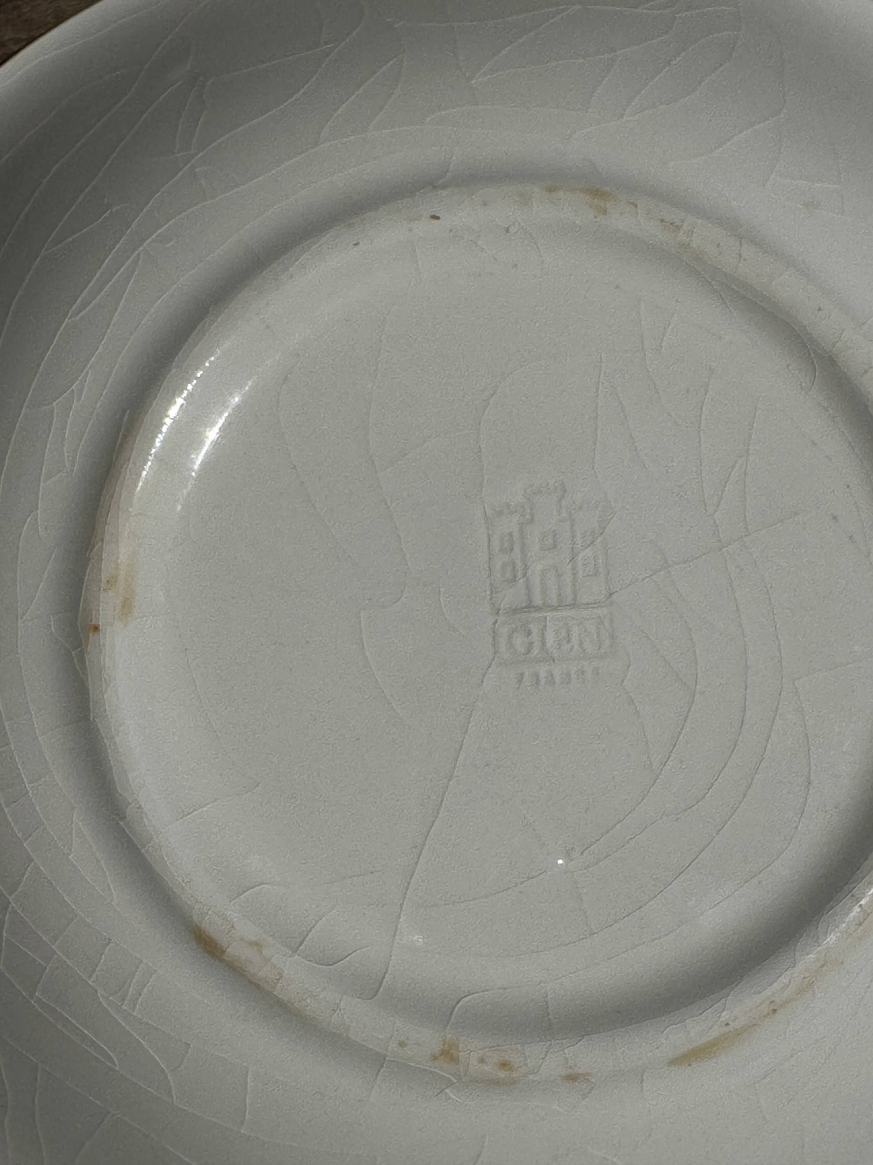 Small deep Gien earthenware plate with blue landscape motif D21.5