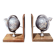Pair of 20th Century Atlas Globe Bookends Metal & Wood Decorative Book Holders