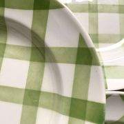 Moulins des loups soup plates, green grid