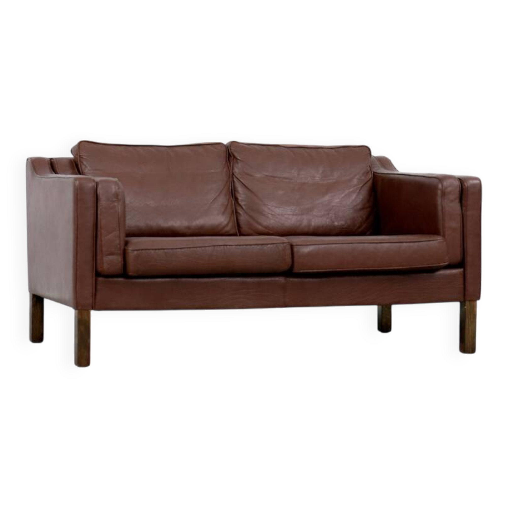 Vintage Mid-Century Scandinavian Modern Brown Leather Sofa, 1970s