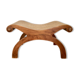 Colonial footstool, foot caned teak