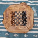 Jeu d'échecs en bois d'olivier rustique jeu d'échecs à la main plateau 12 "avec 32 pièces d'échecs
