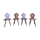 Suite of 4 Alsatian chairs in elm magnifying glass
