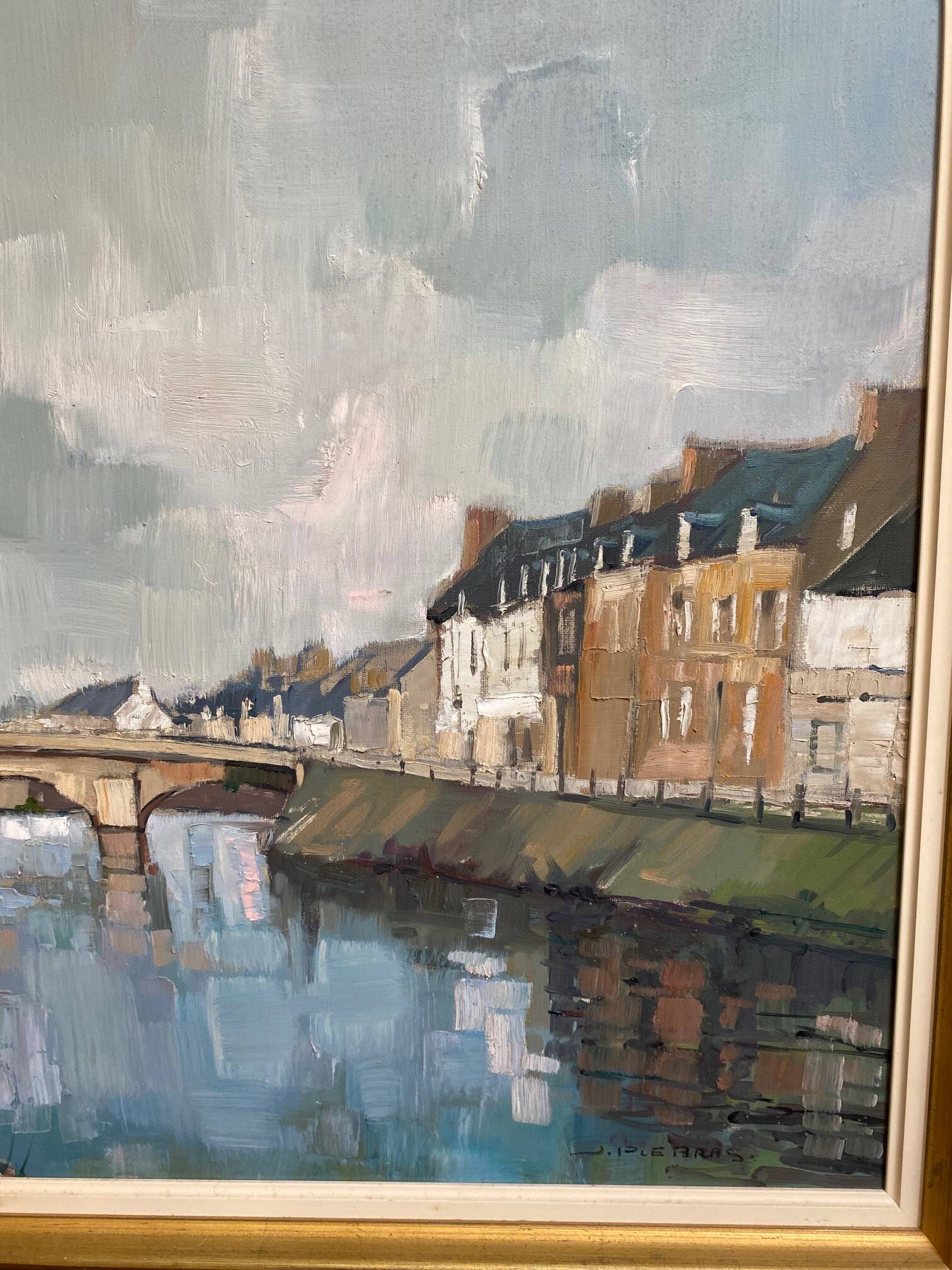 oil painting signed jp le bras painter of the navy port breton view from the p