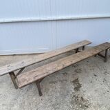 Pair of solid wood farmhouse benches 220cm for rustic farmhouse table.